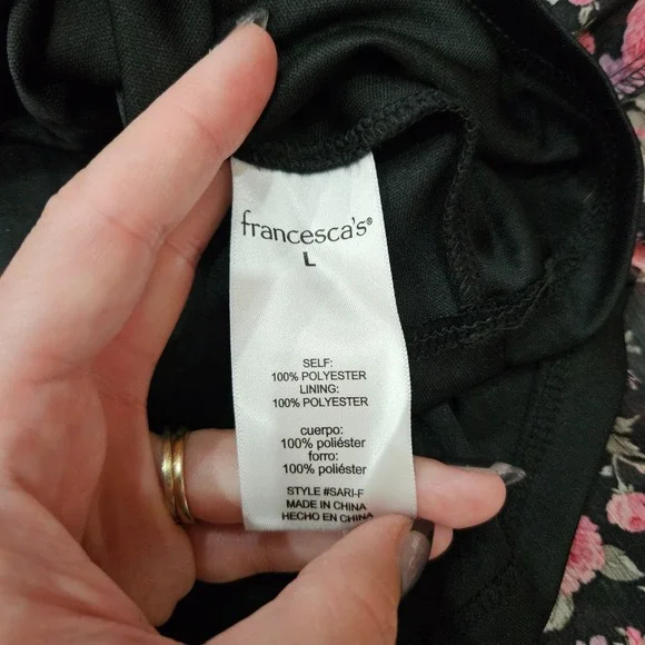 NWT Francesca's Sz L Pink Floral Babydoll Balloon Sleeve Tiered Mini Dress - Picture 10 of 11